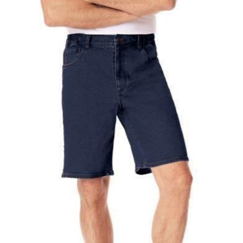 NEW Mens Sz 44X10 Dark Denim Flex Waistband Relaxed Fit Jean Shorts JOHN BLAIR